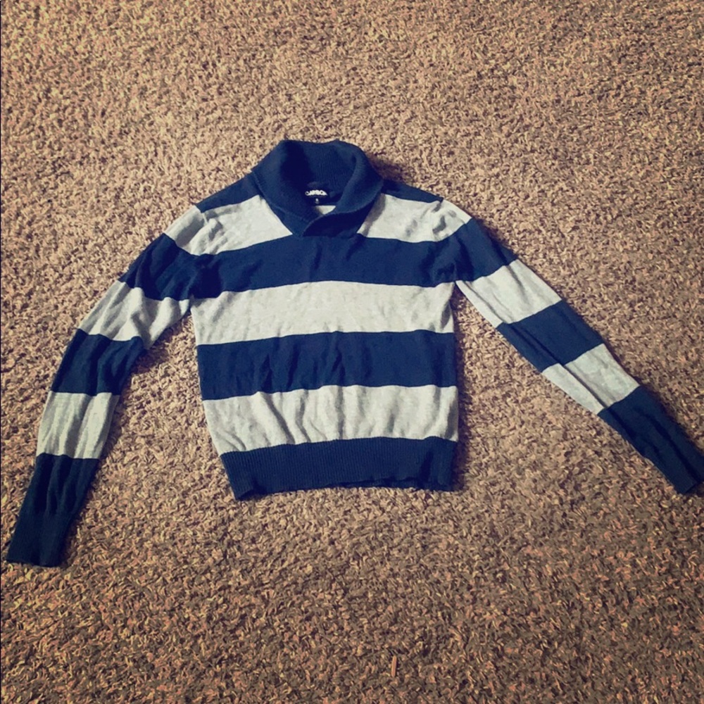 striped shawl sweater